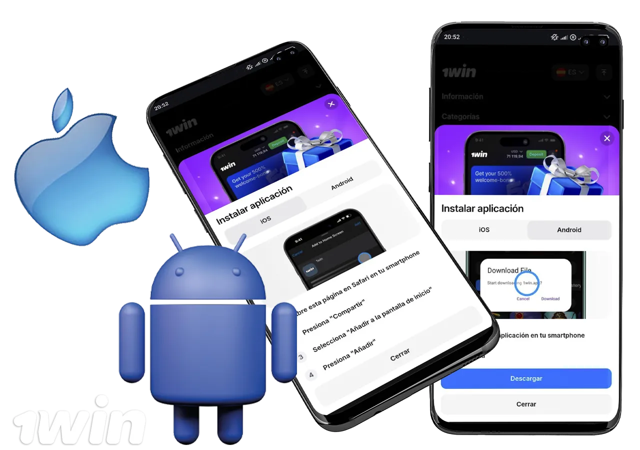 Aplicación móvil 1win para Android e iOS