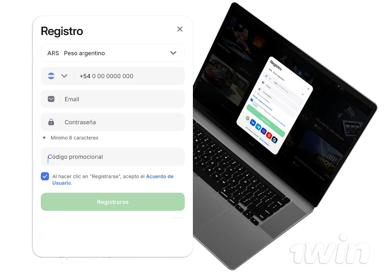 Registrarse en 1win